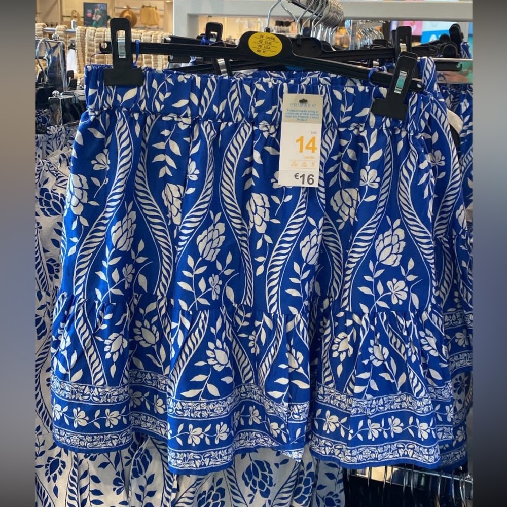 Primark Blue and White Floral Skirt